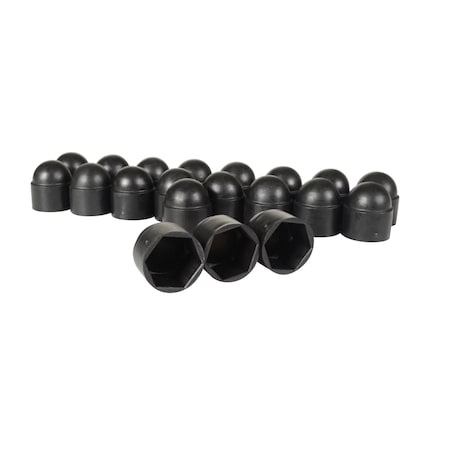 Vestil Hex Spoke Bolt Cap, 3/4 in Fits Bolt Dia, Black, Plastic Matte, 20 PK BC-BK-34-PK